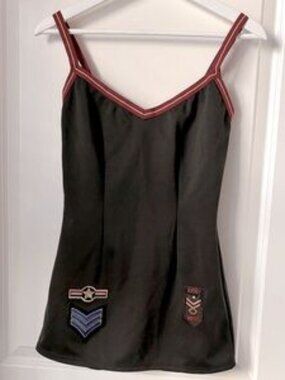 Green Olive Dress custom with Red Accents Army